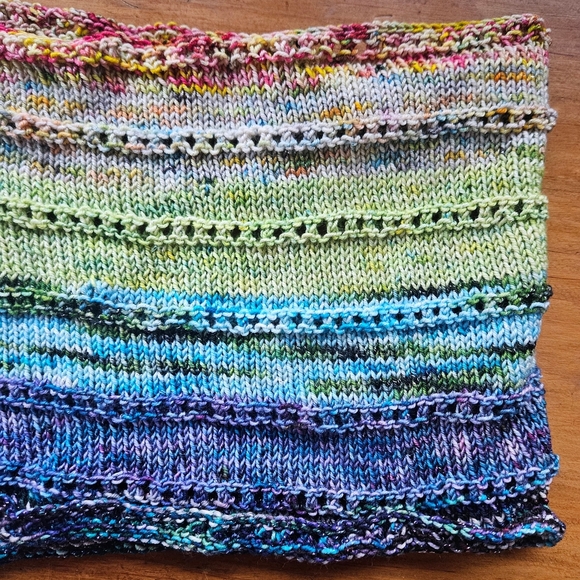 Multicolor Hand Knit Infinity Scarf - Picture 2 of 2
